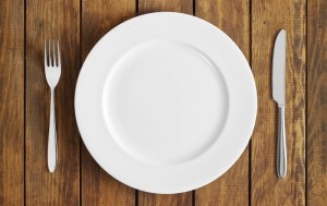 A plate, fork and knife